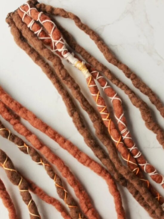 Ginger Orange Merino Wool Clip In Dreadlocks Locs Extensions Handmade main image 4